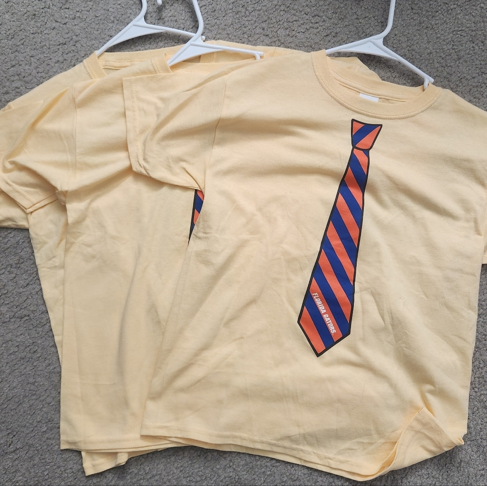Yellow T-Shirt with Striped Tie Graphic
